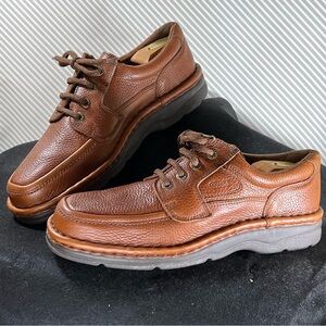 👞Clak Mens US 10 M EUR 44 Brown Pebble Leather Moc Toe Shoe Oxford Casual Work